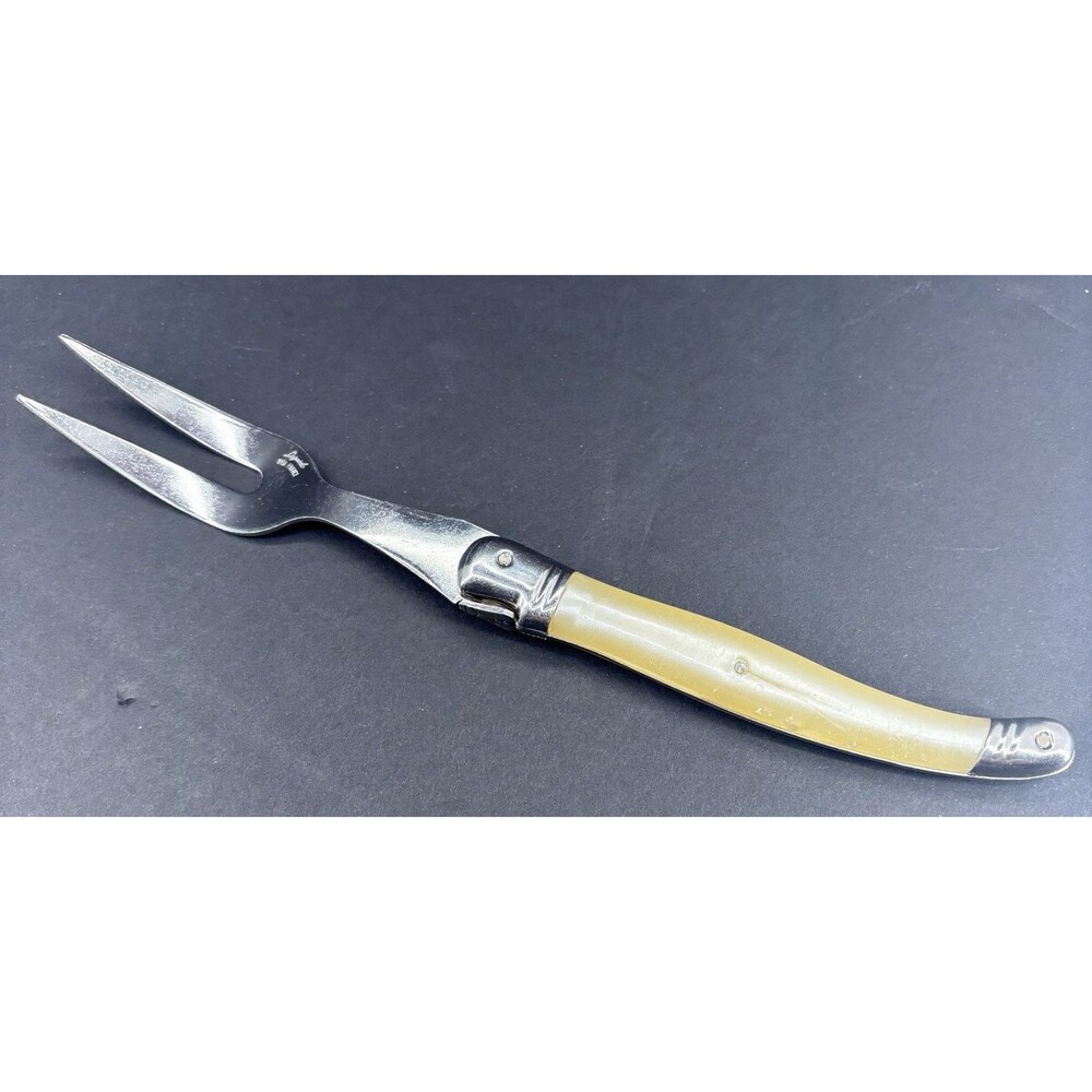Jean Dubost Laguiole Diox Bee Carving Fork Straight Tines Faux Mother of Pearl‎